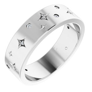 14K White 1/8 CTW Natural Diamond Star Band Size 9