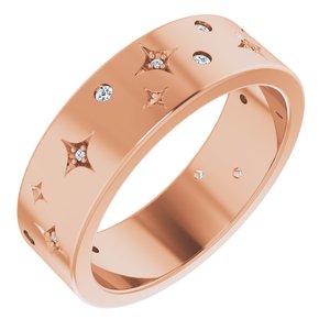14K Rose 1/8 CTW Natural Diamond Star Band Size 8