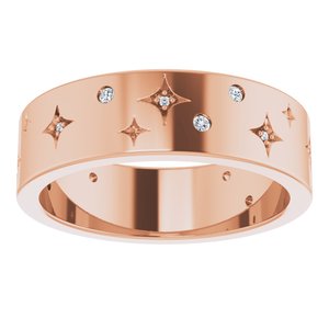 14K Rose 1/8 CTW Natural Diamond Star Band Size 8.5