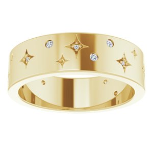 14K Yellow 1/8 CTW Natural Diamond Star Band Size 8.5