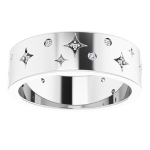 Platinum 1/8 CTW Natural Diamond Star Band Size 7.5
