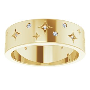 14K Yellow 1/8 CTW Natural Diamond Star Band Size 7.5