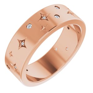 14K Rose 1/8 CTW Natural Diamond Star Band Size 7.5