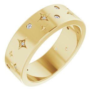 14K Yellow 1/8 CTW Natural Diamond Star Band Size 6.5