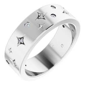 Platinum 1/8 CTW Natural Diamond Star Band Size 6.5