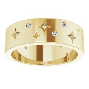 14K Yellow 1/8 CTW Natural Diamond Star Band Size 6.5
