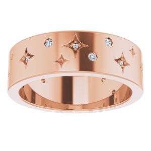 14K Rose 1/8 CTW Natural Diamond Star Band Size 6.5