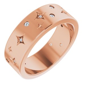 14K Rose 1/8 CTW Natural Diamond Star Band Size 6