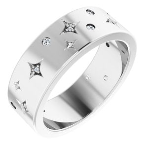 Platinum 1/8 CTW Natural Diamond Star Band Size 6