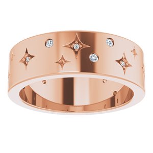 14K Rose 1/8 CTW Natural Diamond Star Band Size 6