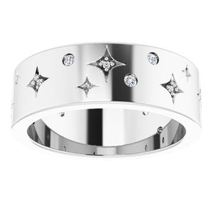 Platinum 1/8 CTW Natural Diamond Star Band Size 5.5