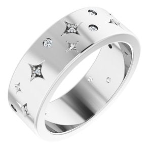 14K White 1/8 CTW Natural Diamond Star Band Size 5.5