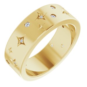 14K Yellow 1/8 CTW Natural Diamond Star Band Size 5.5