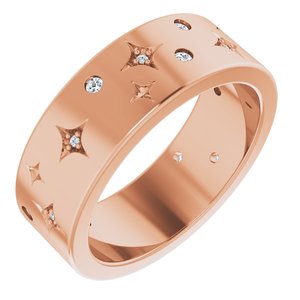 14K Rose 1/8 CTW Natural Diamond Star Band Size 5.5