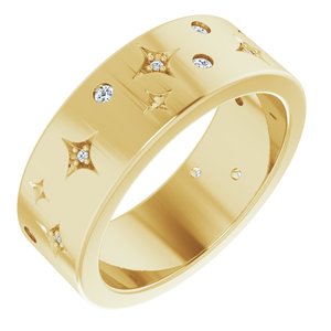 14K Yellow 1/8 CTW Natural Diamond Star Band Size 5