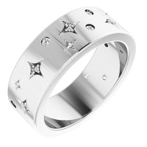 14K White 1/8 CTW Natural Diamond Star Band Size 5