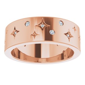 14K Rose 1/8 CTW Natural Diamond Star Band Size 5