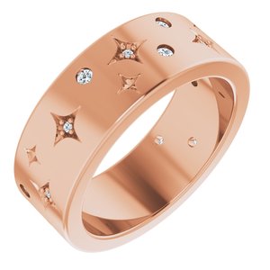 14K Rose 1/8 CTW Natural Diamond Star Band Size 4.5