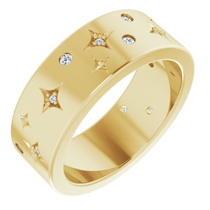14K Yellow 1/8 CTW Natural Diamond Star Band Size 4.5