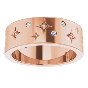 14K Rose 1/8 CTW Natural Diamond Star Band Size 4.5