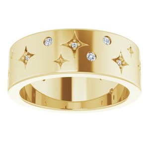 14K Yellow 1/8 CTW Natural Diamond Star Band Size 4.5