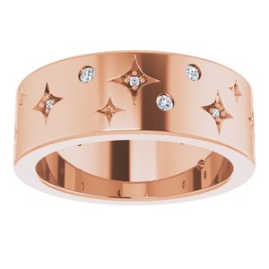 14K Rose 1/8 CTW Natural Diamond Star Band Size 4