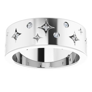 Platinum 1/8 CTW Natural Diamond Star Band Size 4