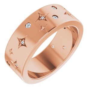14K Rose 1/8 CTW Natural Diamond Star Band Size 4