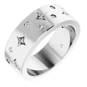 14K White 1/8 CTW Natural Diamond Star Band Size 4