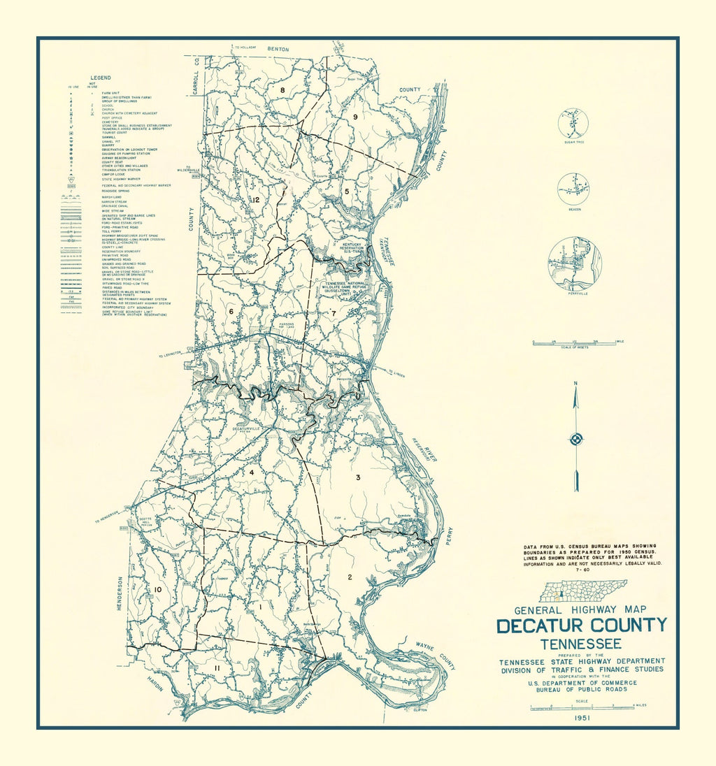 Vintage Map of Decatur County, Tennessee 1951