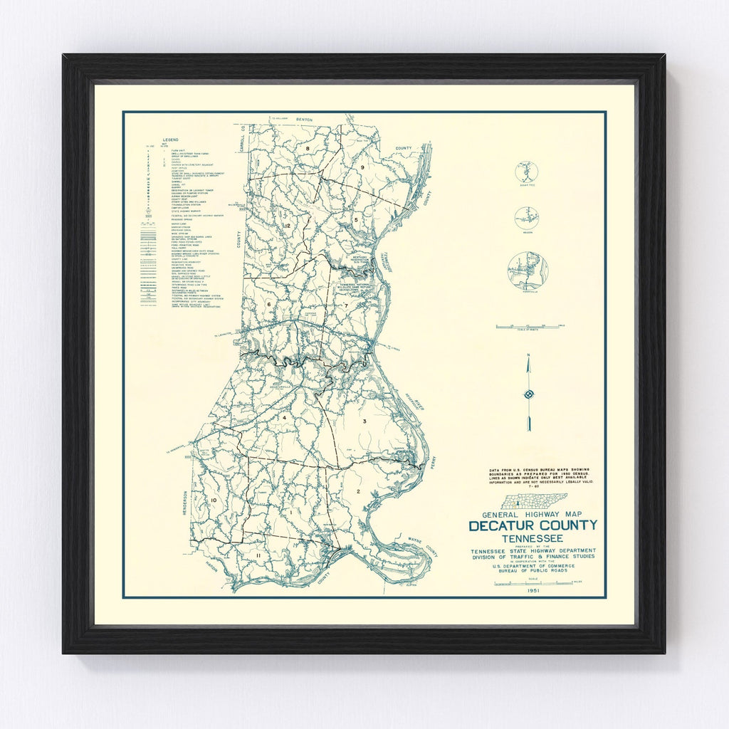 Vintage Map of Decatur County, Tennessee 1951