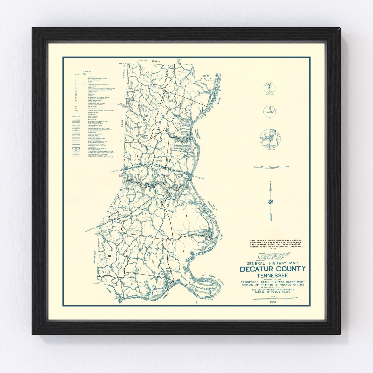 Vintage Map of Decatur County, Tennessee 1951