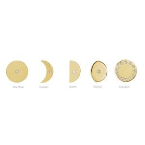 14K White Gold 1 mm Round Quarter Moon Phase Earring Mounting – image 2