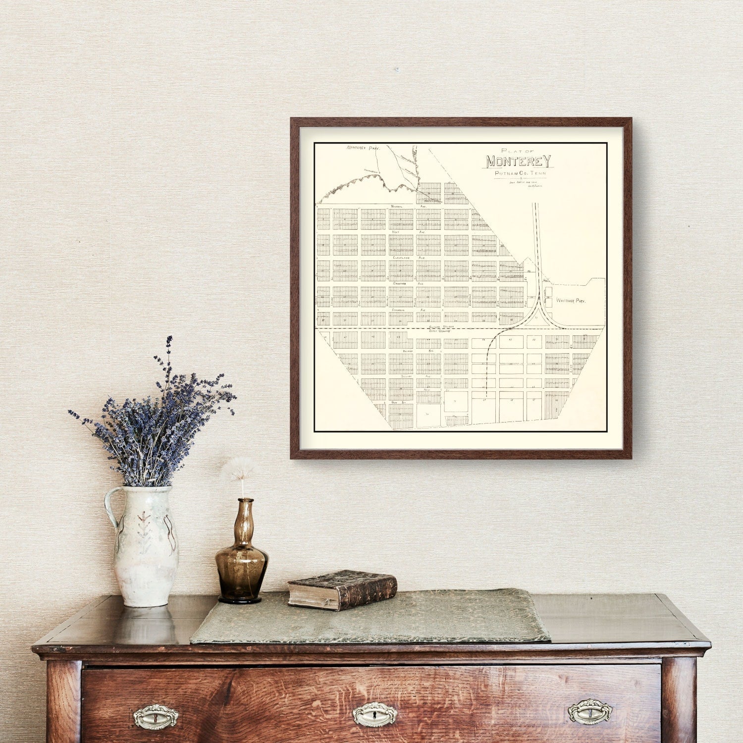 Vintage Map of Monterey, Tennessee 1890