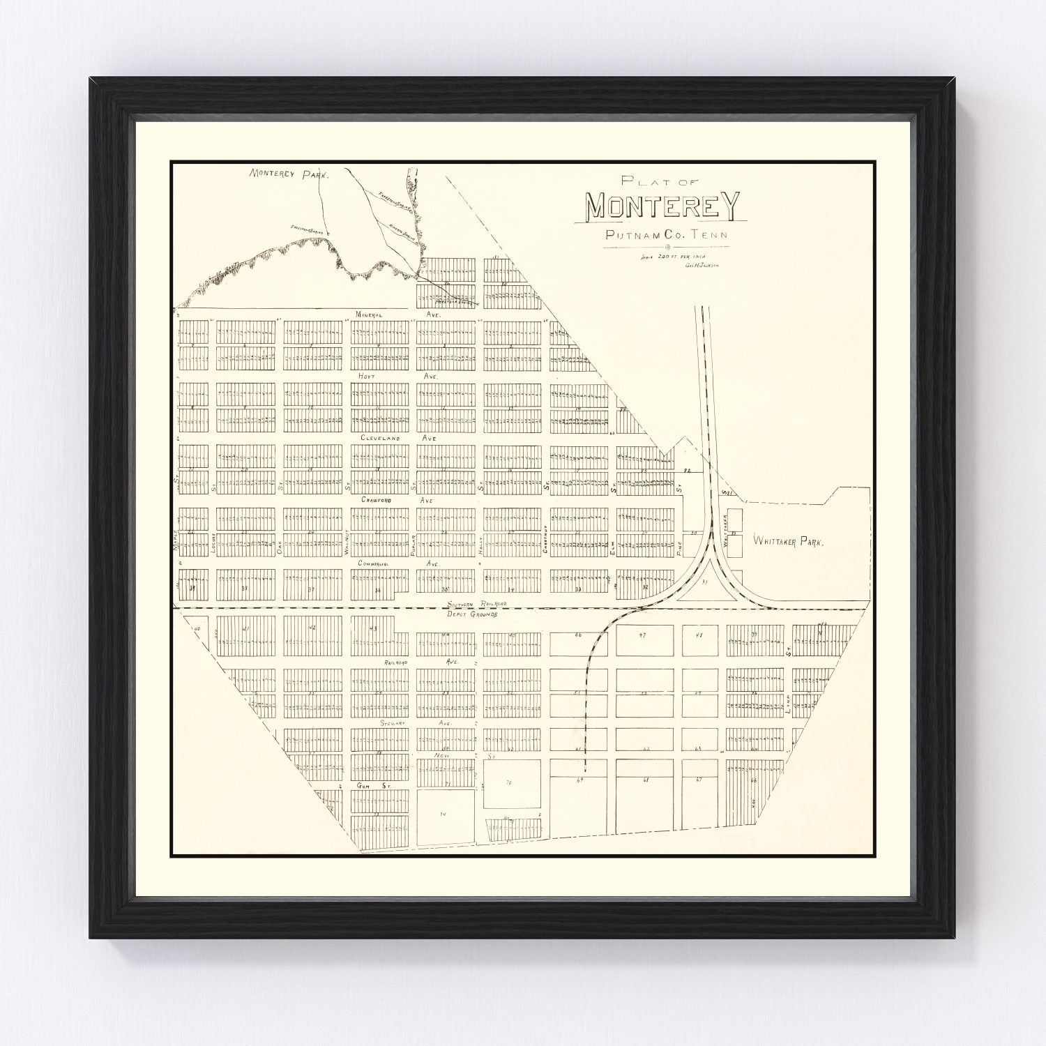 Vintage Map of Monterey, Tennessee 1890