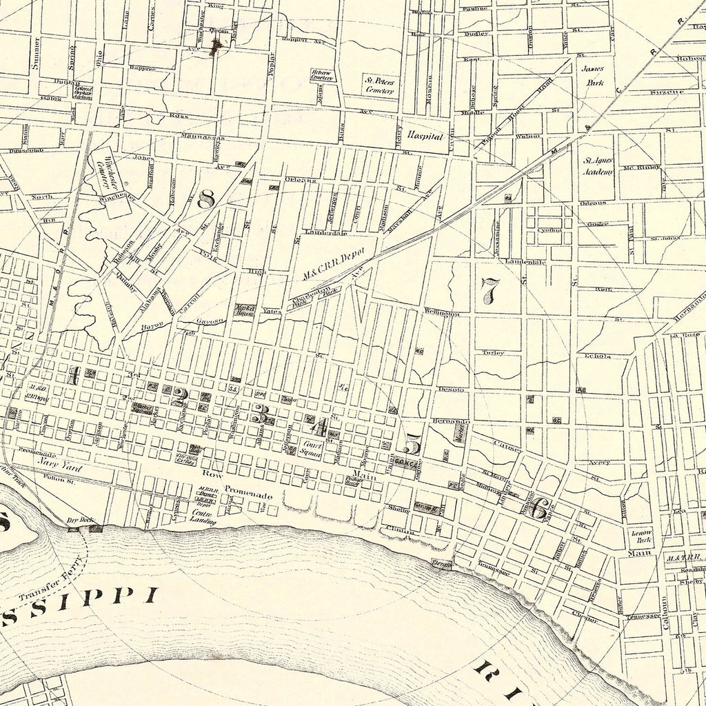 Vintage Map of Memphis, Tennessee 1872