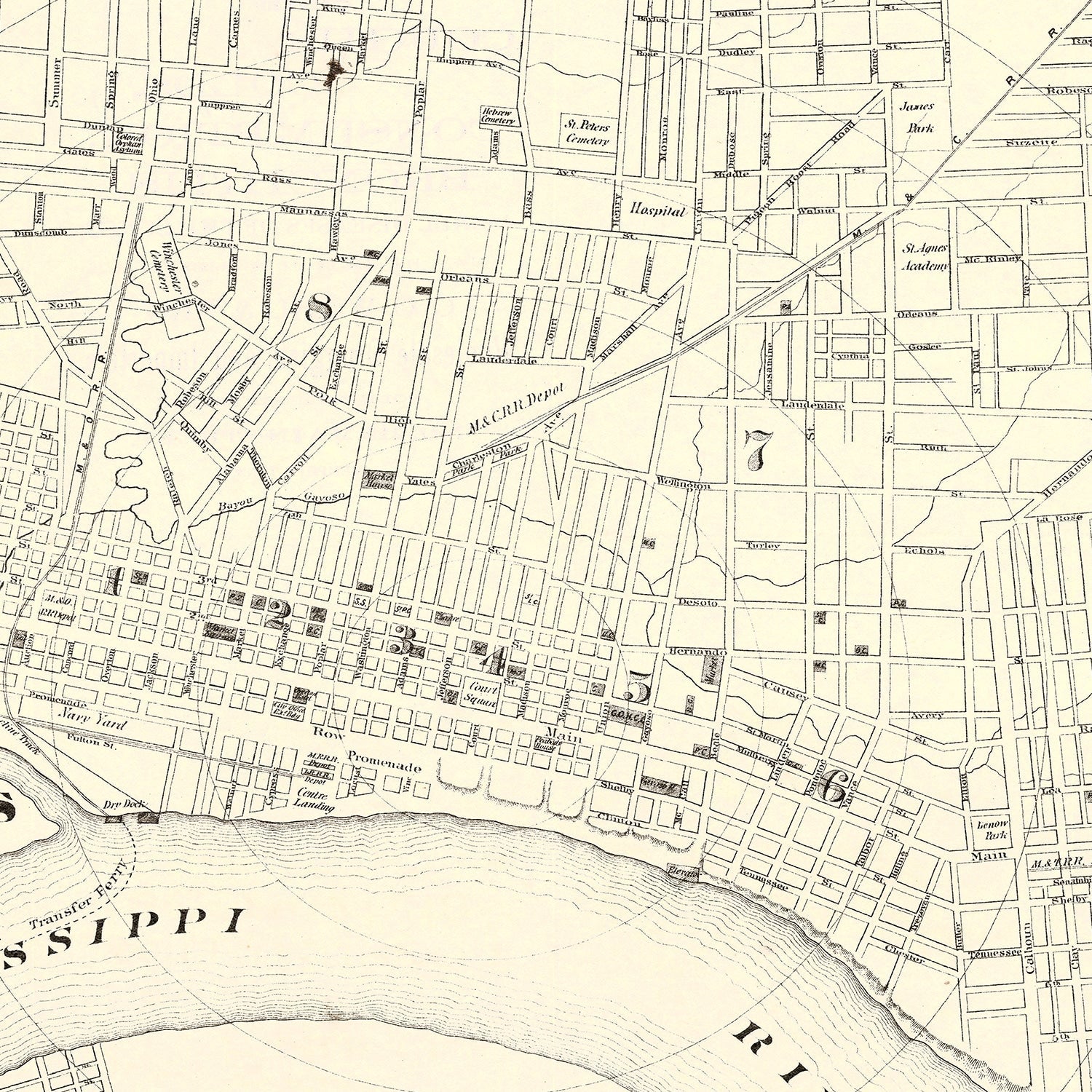 Vintage Map of Memphis, Tennessee 1872