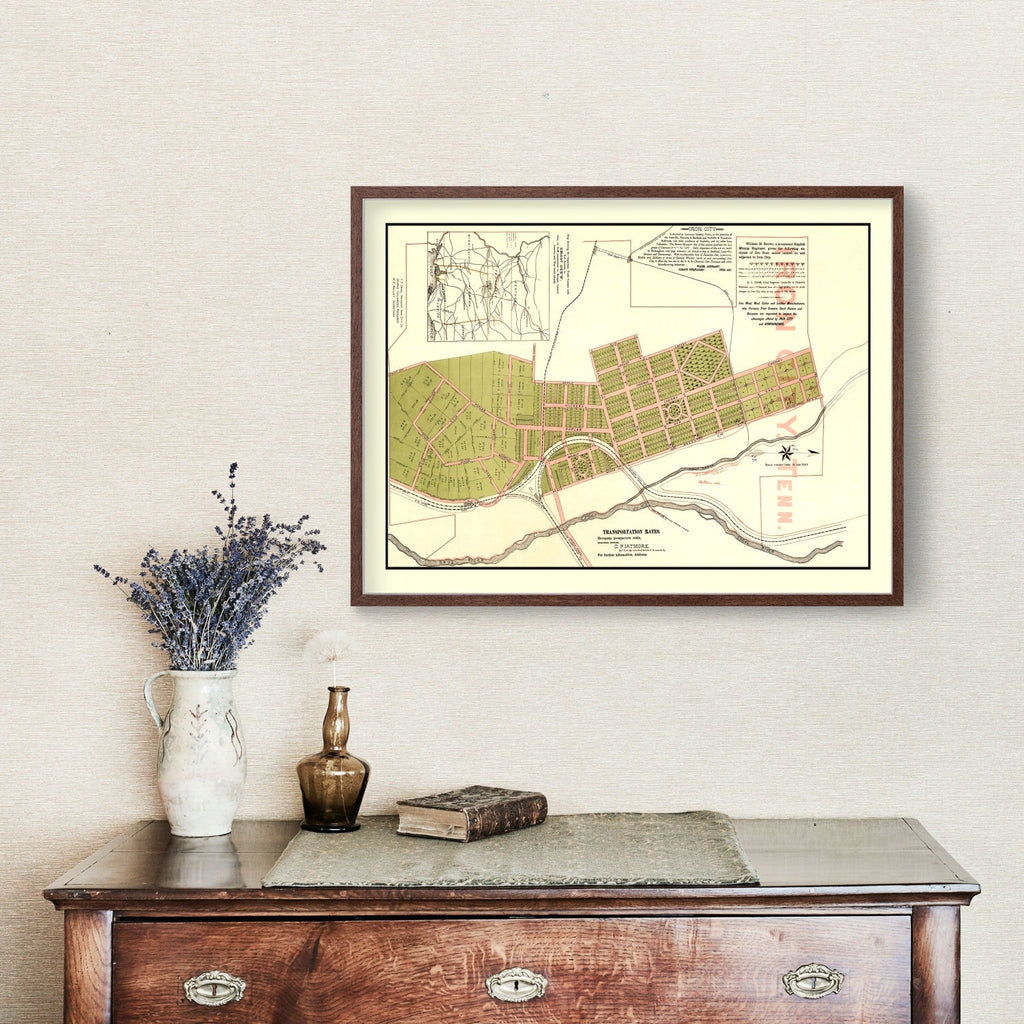 Vintage Map of Iron City, Tennessee 1890