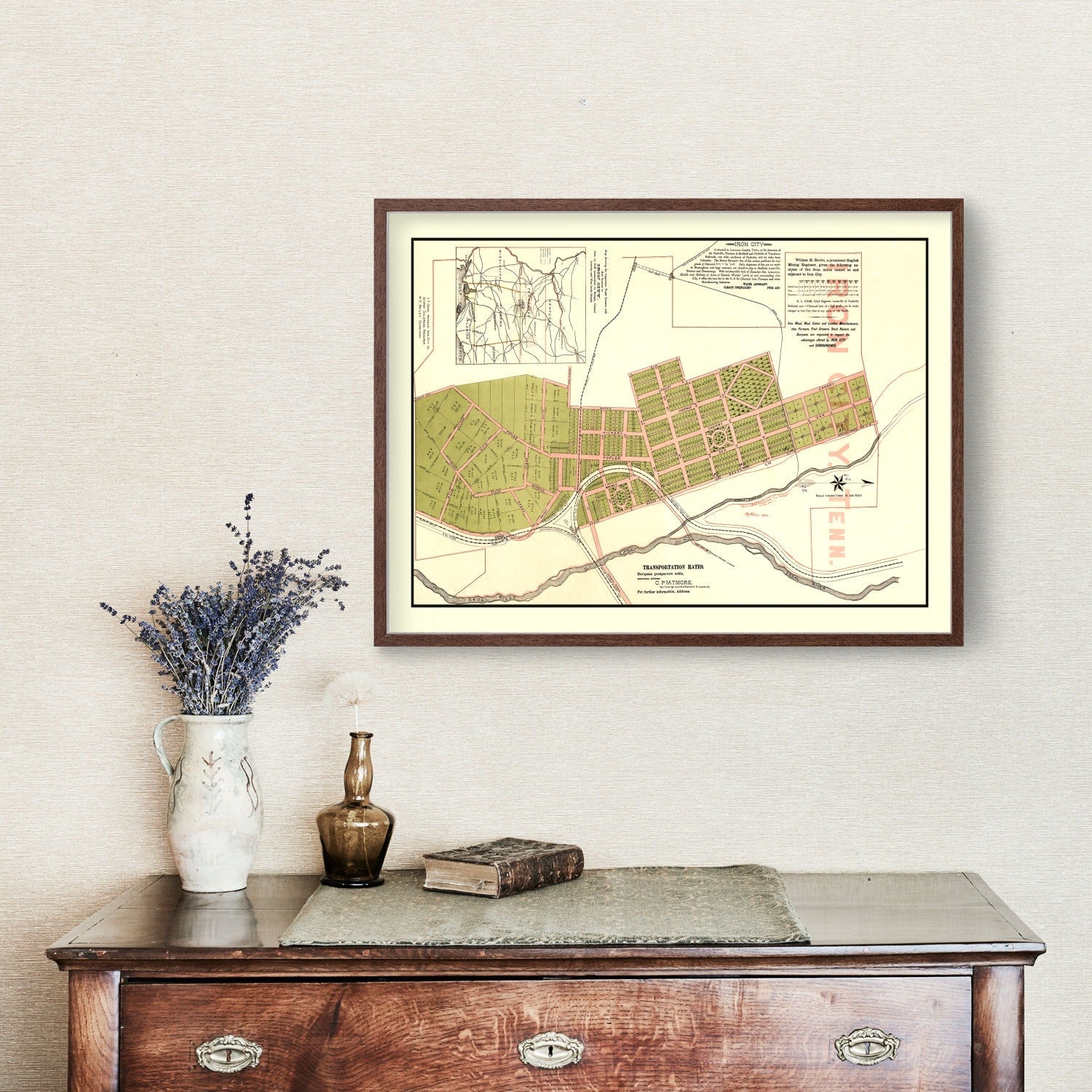 Vintage Map of Iron City, Tennessee 1890