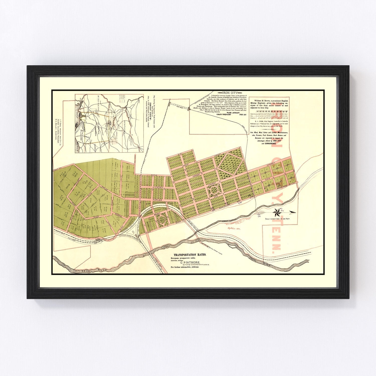 Vintage Map of Iron City, Tennessee 1890