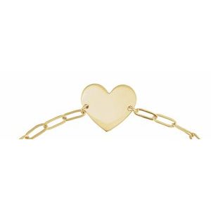 14K Yellow Engravable Heart 7" Bracelet