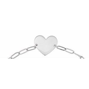 14K White Engravable Heart 7" Bracelet