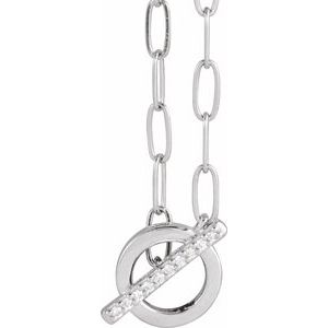 Sterling Silver .04 CTW Natural Diamond Toggle 16" Necklace