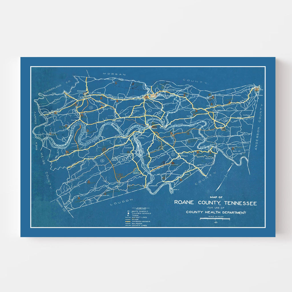 Vintage Map of Roane County, Tennessee 1930