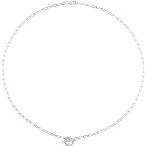 14K White Gold .04 CTW Natural Diamond Toggle 16" Necklace