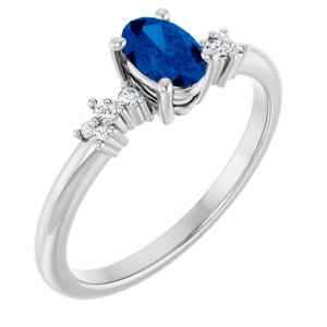 Platinum Lab-Grown Blue Sapphire & .06 CTW Lab-Grown Diamond Ring