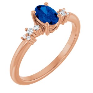 14K Rose Gold Lab-Grown Blue Sapphire & .06 CTW Lab-Grown Diamond Ring