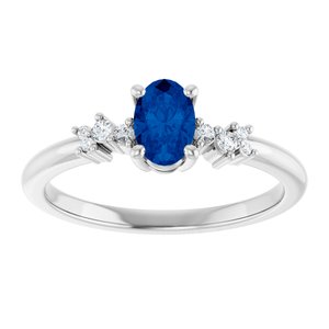 Platinum Lab-Grown Blue Sapphire & .06 CTW Lab-Grown Diamond Ring