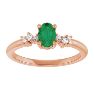 14K Rose Gold Lab-Grown Emerald & .06 CTW Lab-Grown Diamond Ring
