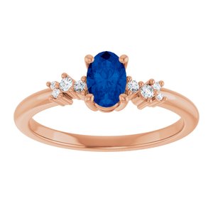 14K Rose Gold Lab-Grown Blue Sapphire & .06 CTW Lab-Grown Diamond Ring